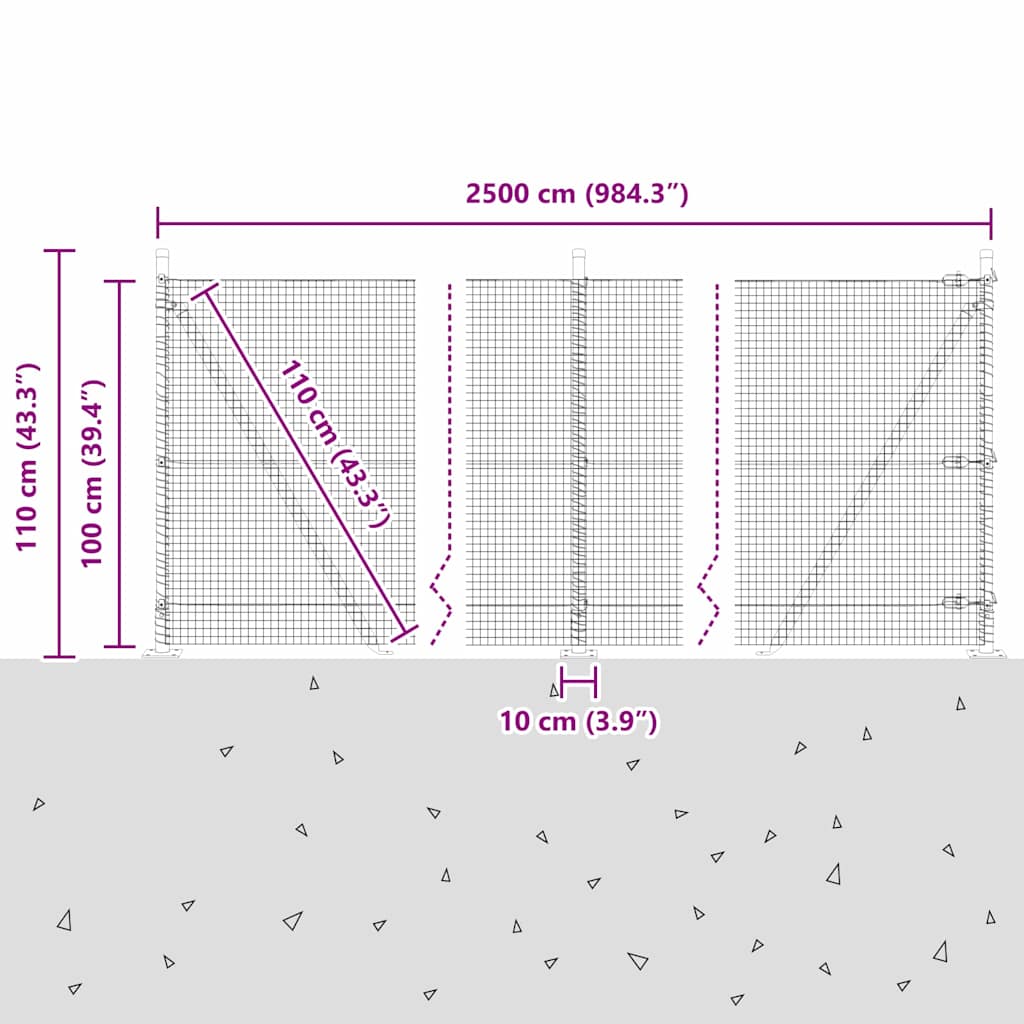 Geschweißter Drahtzaun mit Betonsockel 25 x 1 m Silber Netz
