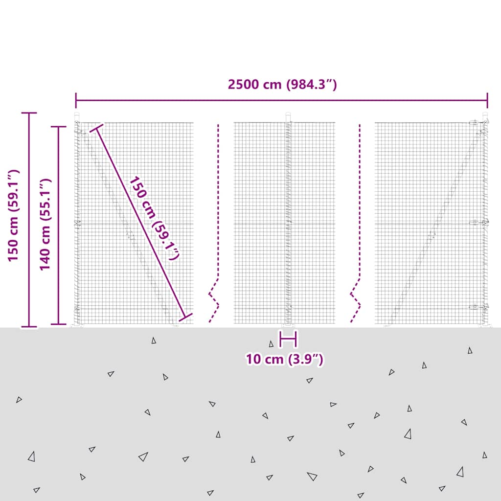 Geschweißter Drahtzaun mit Betonsockel 25 x 1,4 m Silber Netz