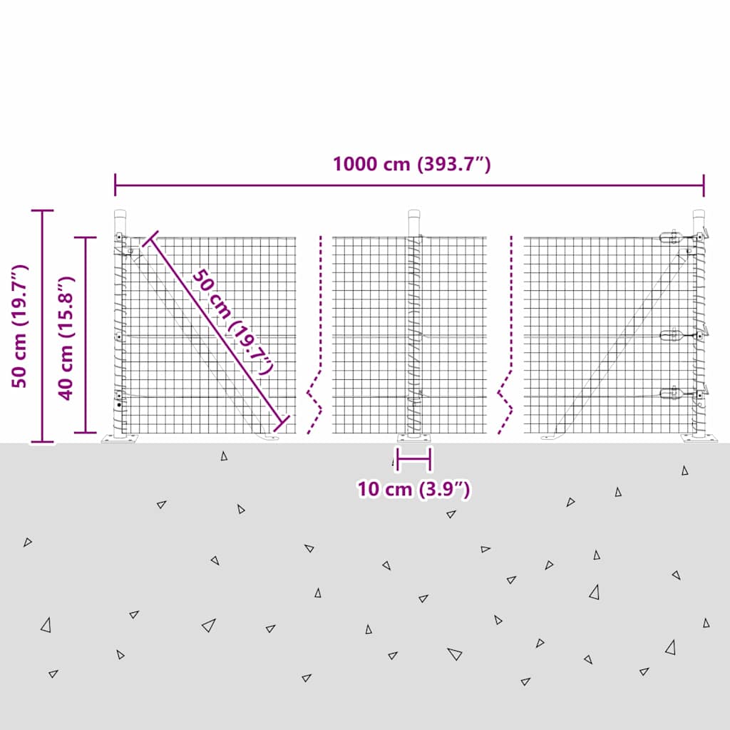 Geschweißter Drahtzaun mit Betonsockel 10 x 0,4 m Grün Netz