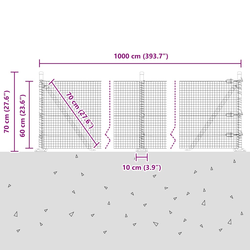 Geschweißter Drahtzaun mit Betonsockel 10 x 0,6 m Grün Netz