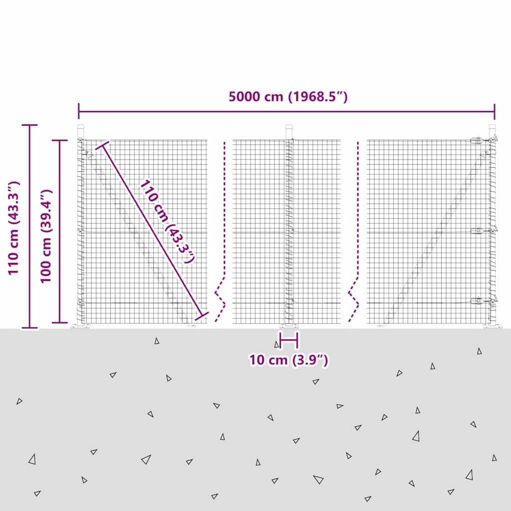 Geschweißter Drahtzaun mit Betonsockel 50 x 1 m Grün Netz