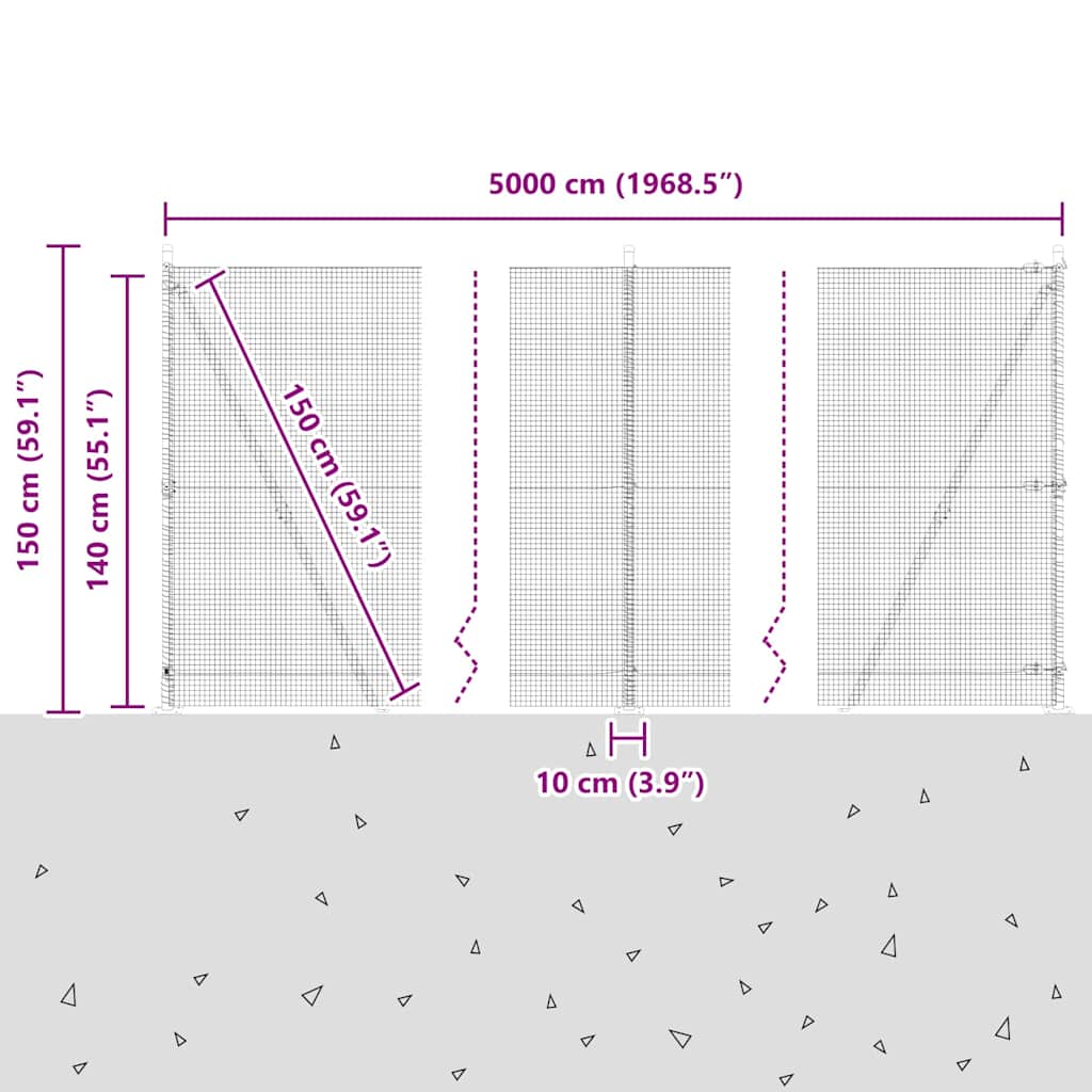 Geschweißter Drahtzaun mit Betonsockel 50 x 1,4 m Grün Netz