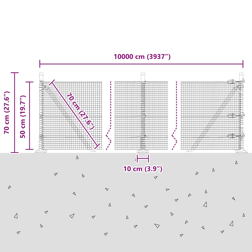Geschweißter Drahtzaun mit Betonsockel 100 x 0,5 m Grün Netz