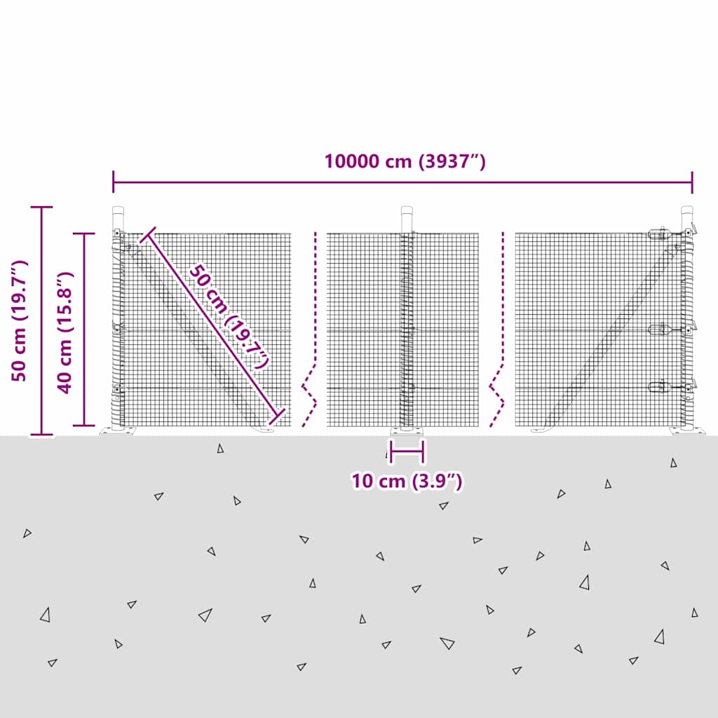 Geschweißter Drahtzaun mit Betonfundament 100 x 0,4 m (B x H)