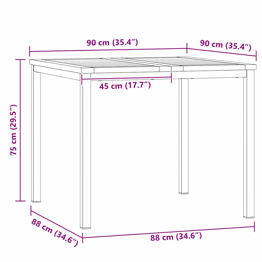 Esstisch für draußen Braun 90 x 90 x 75 cm Akazie Massivholz