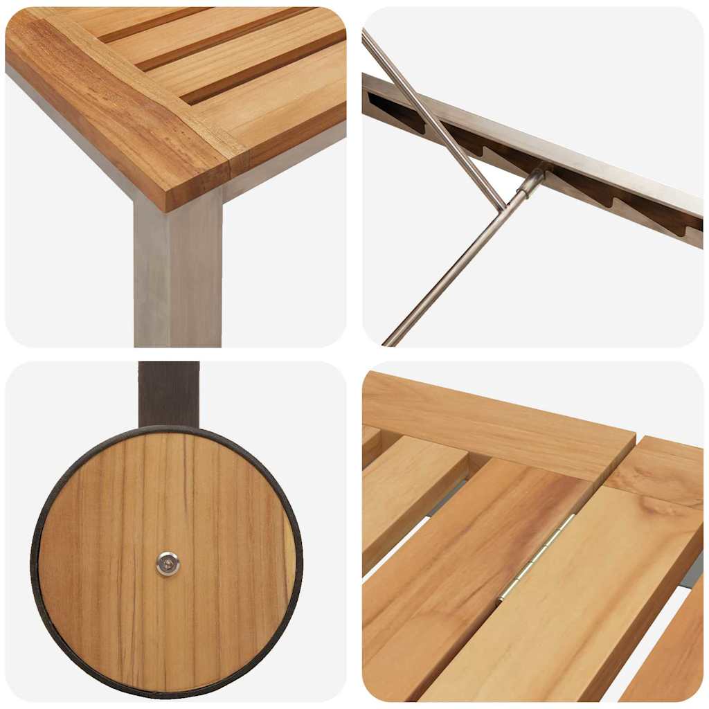 Sonnenliege 1-Person Braun 207 x 58 x 35cm Massivholz Akazie