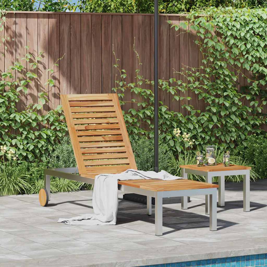 Sonnenliege 1-Person Braun 207 x 58 x 35cm Massivholz Akazie