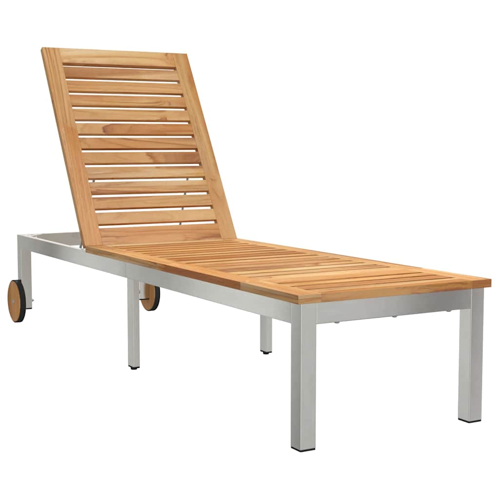 Sonnenliege 1-Person Braun 207 x 58 x 35cm Massivholz Akazie