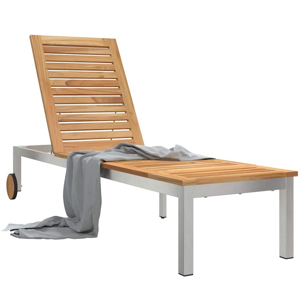 Sonnenliege 1-Person Braun 207 x 58 x 35cm Massivholz Akazie