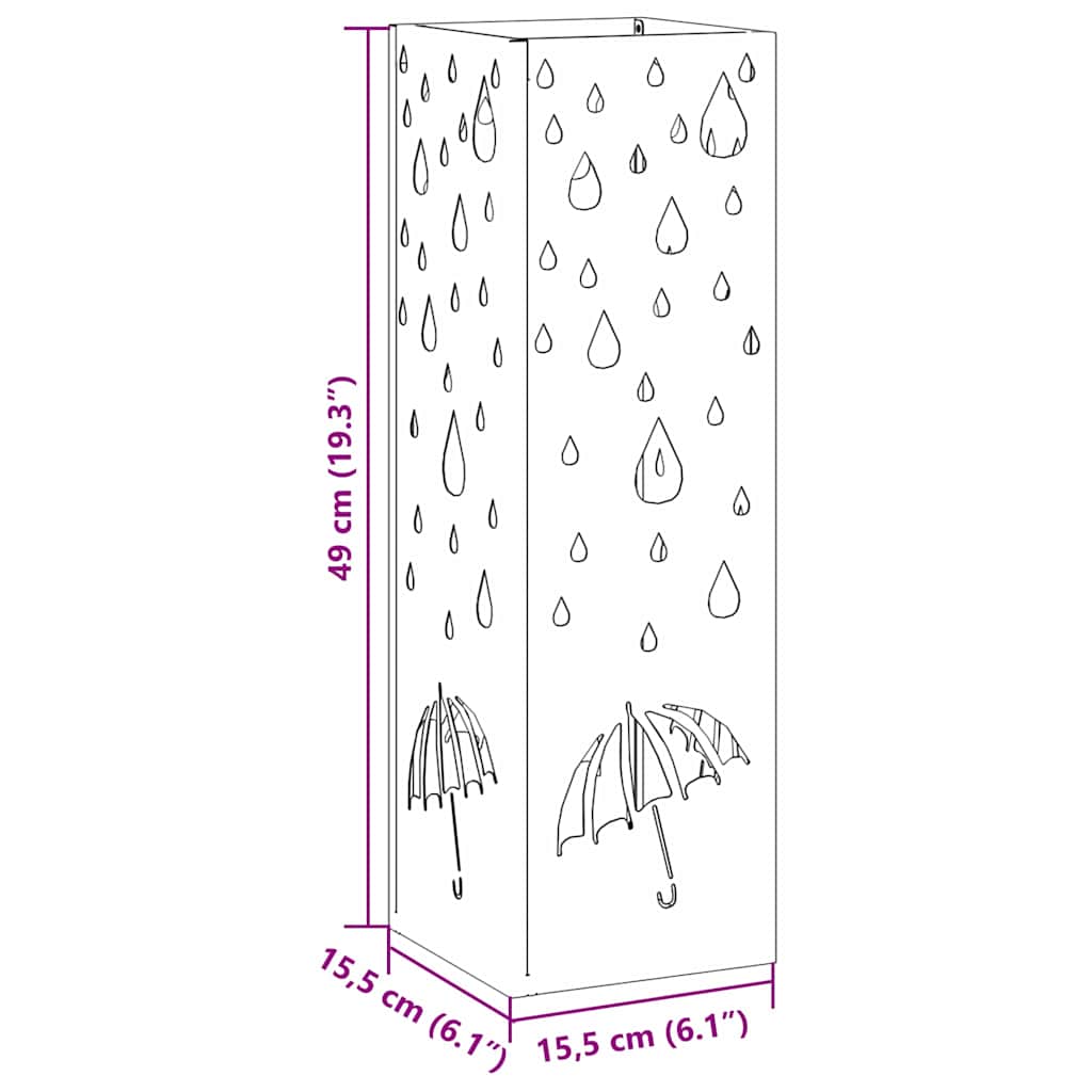 Regenschirmständer mit Speicher Weiß 15,5 x 15,5 x 49 cm Stahl
