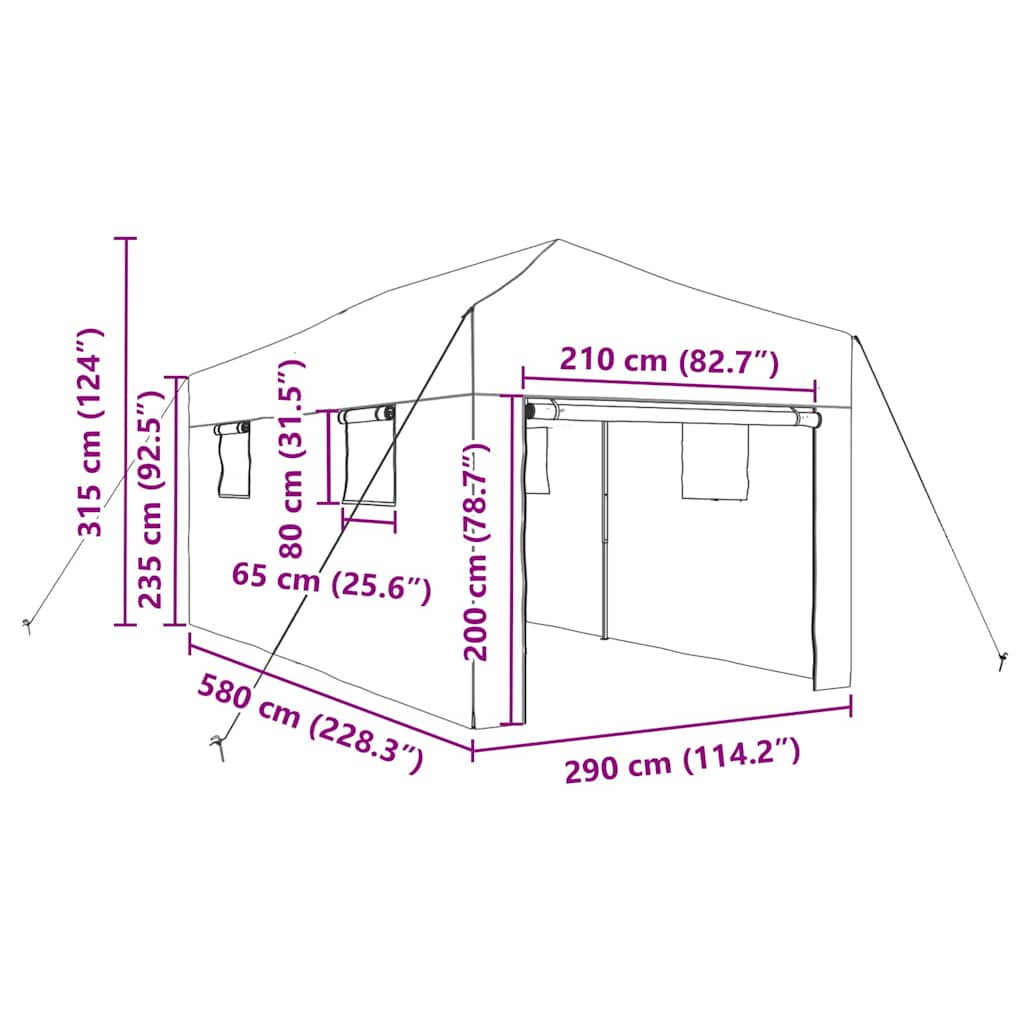 Gewächshaus mit Dach Grün 290 x 580 x 315 cm Stahl