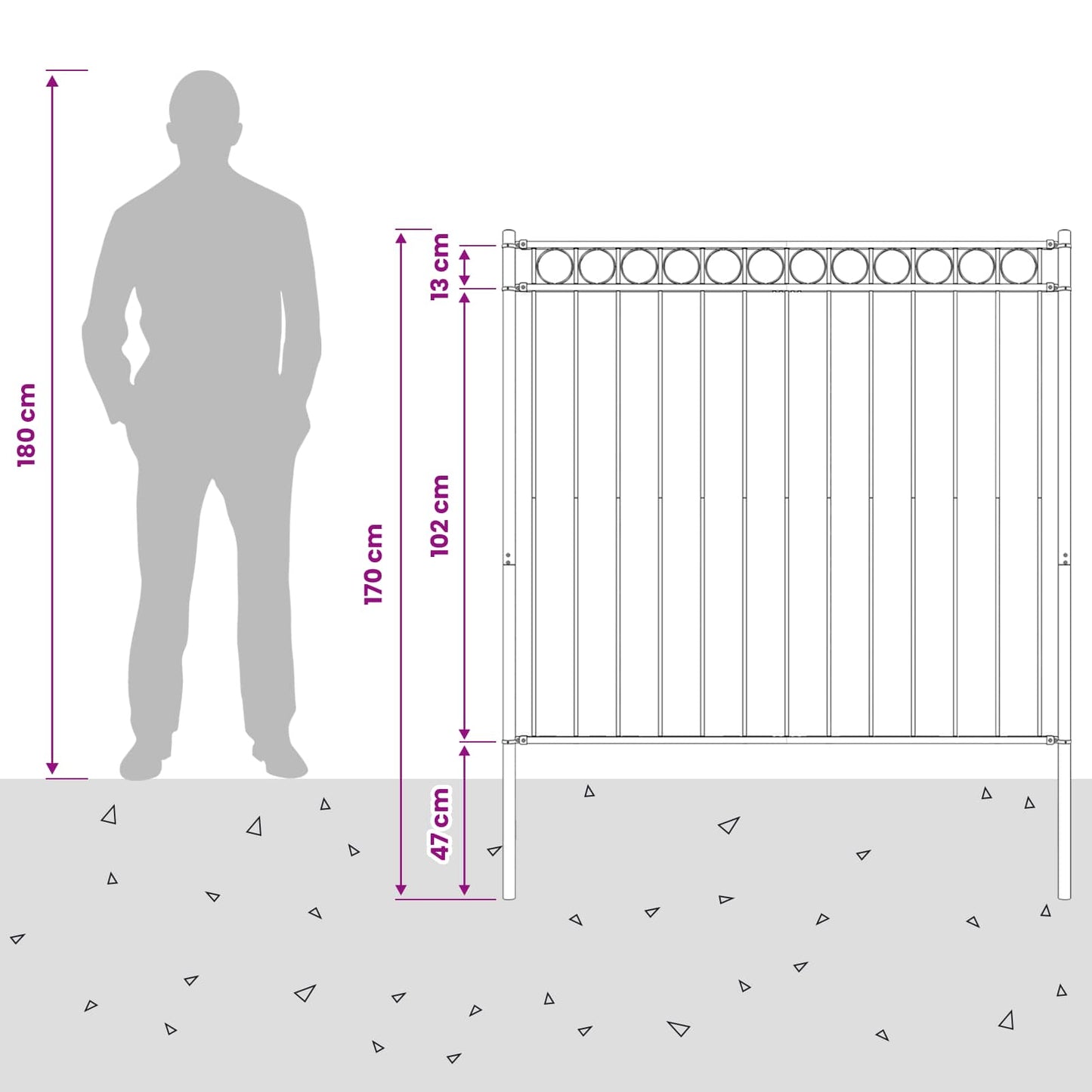 Zaunelement ASSEN 170 x 170 cm Stahl Grau