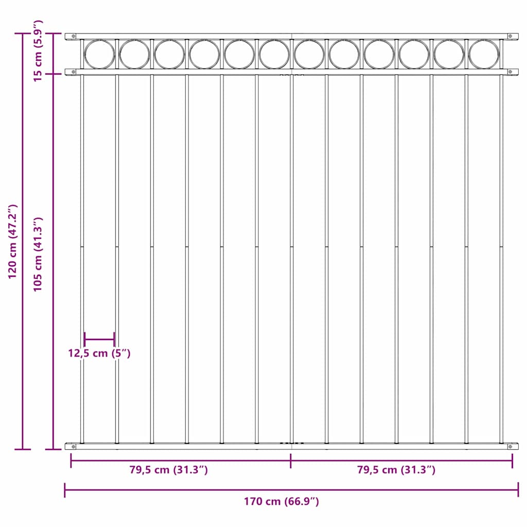 Zaunelement ASSEN 170 x 120 cm Stahl Grau