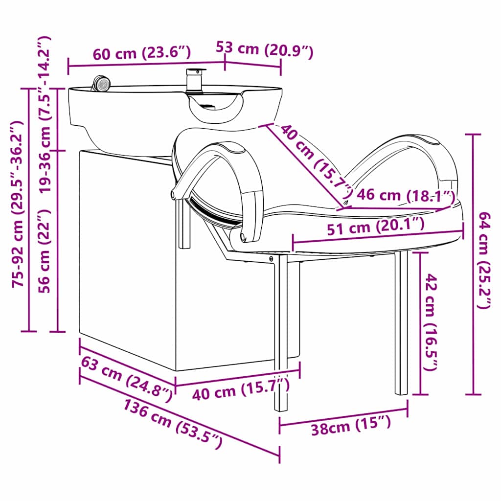 Shampoo Stuhl Hellgrau und Schwarz 136 x 60 x 92 cm Stoff