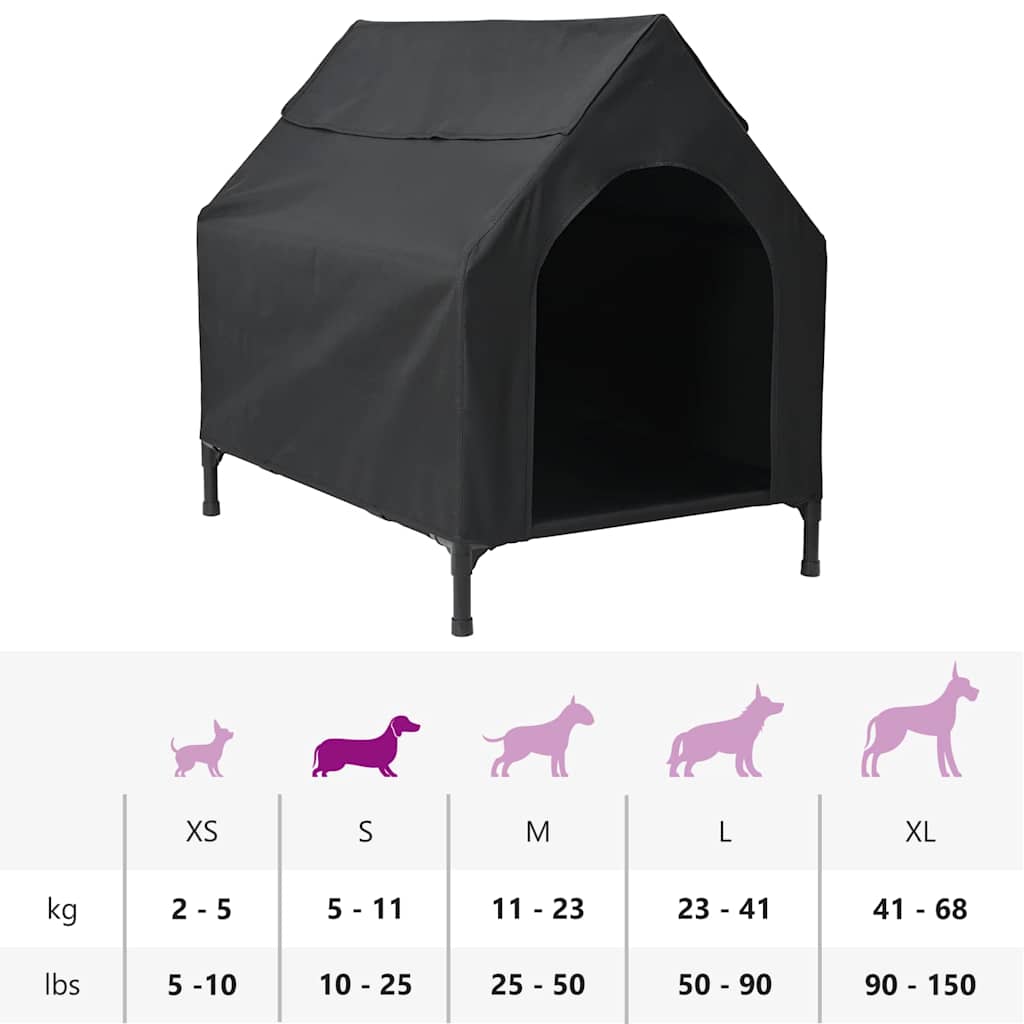 Hundehütte Schwarz 90 x 65 x 85 cm Oxford-Gewebe und Stahl