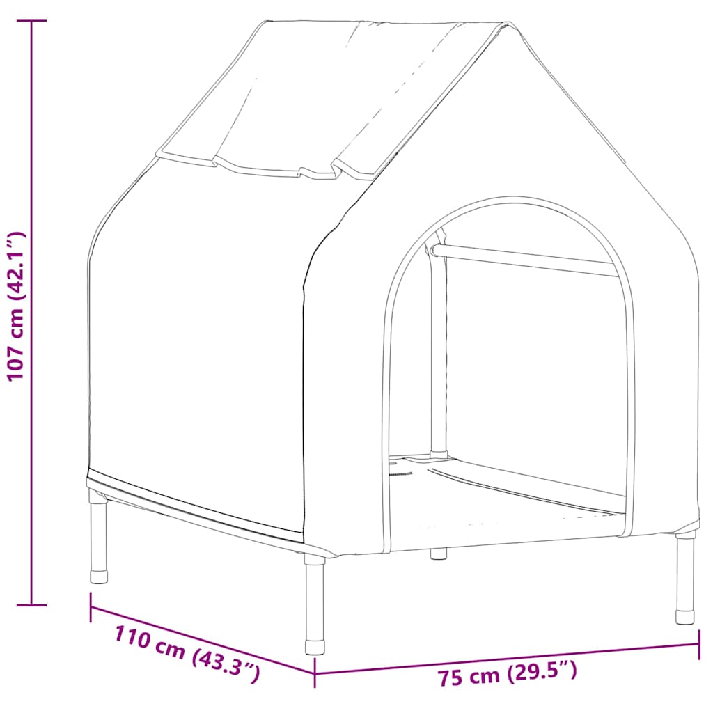 Hundehütte Schwarz 110 x 75 x 107,5 cm Oxford-Gewebe und Stahl