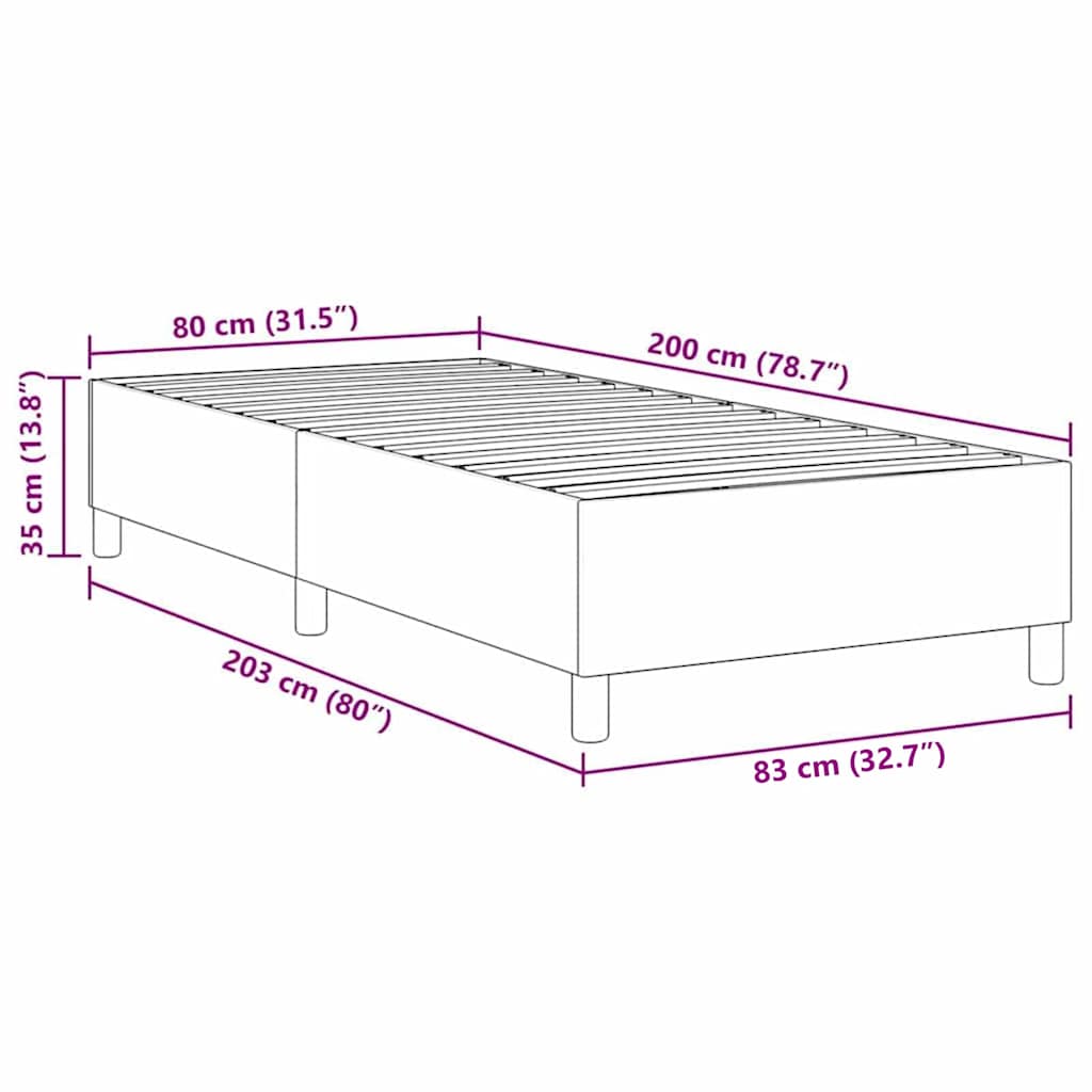 Boxspringbett Dunkelgrau 80 x 200 cm Cordstoff