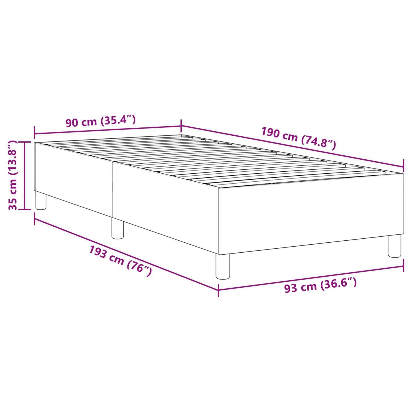 Plattformbettgestell Hellgrau 90 x 190 cm Cordstoff