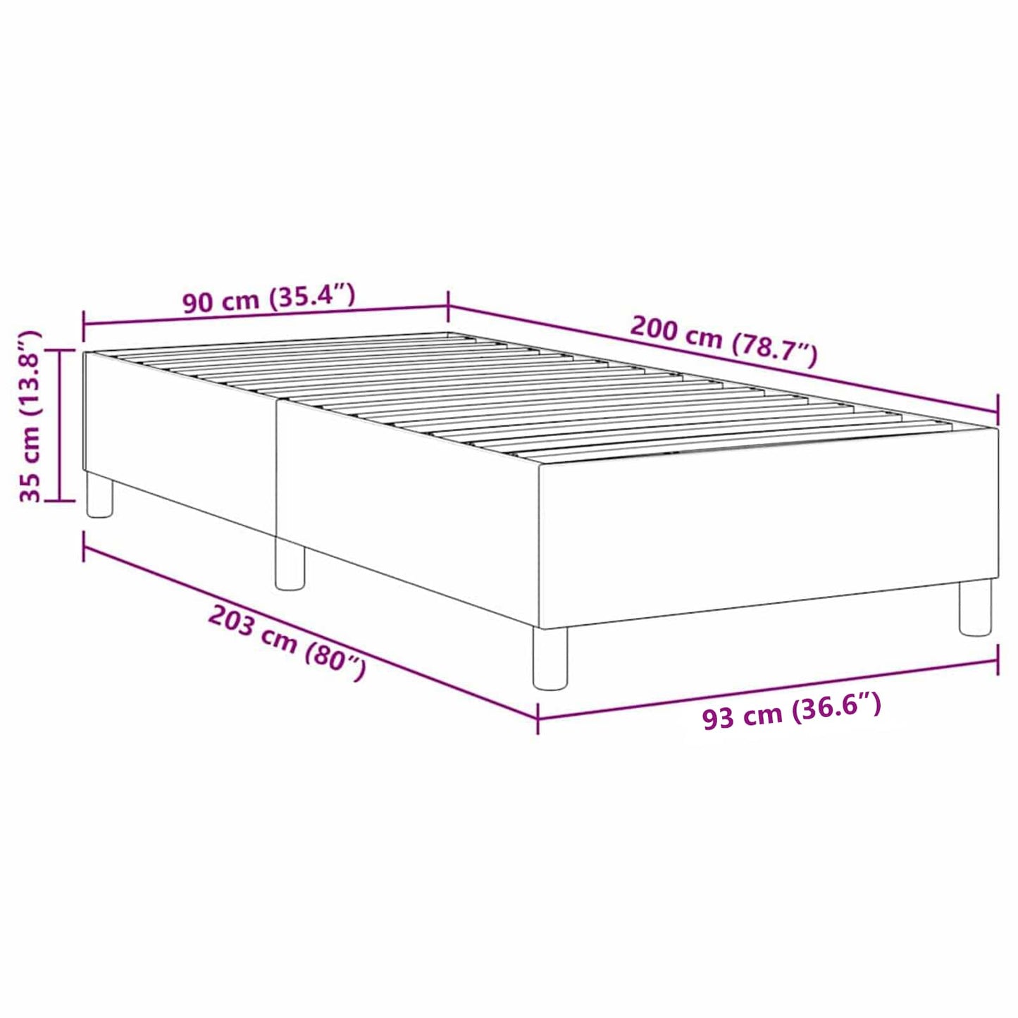 Plattformbettgestell Hellgrau 90 x 200 cm Cordstoff