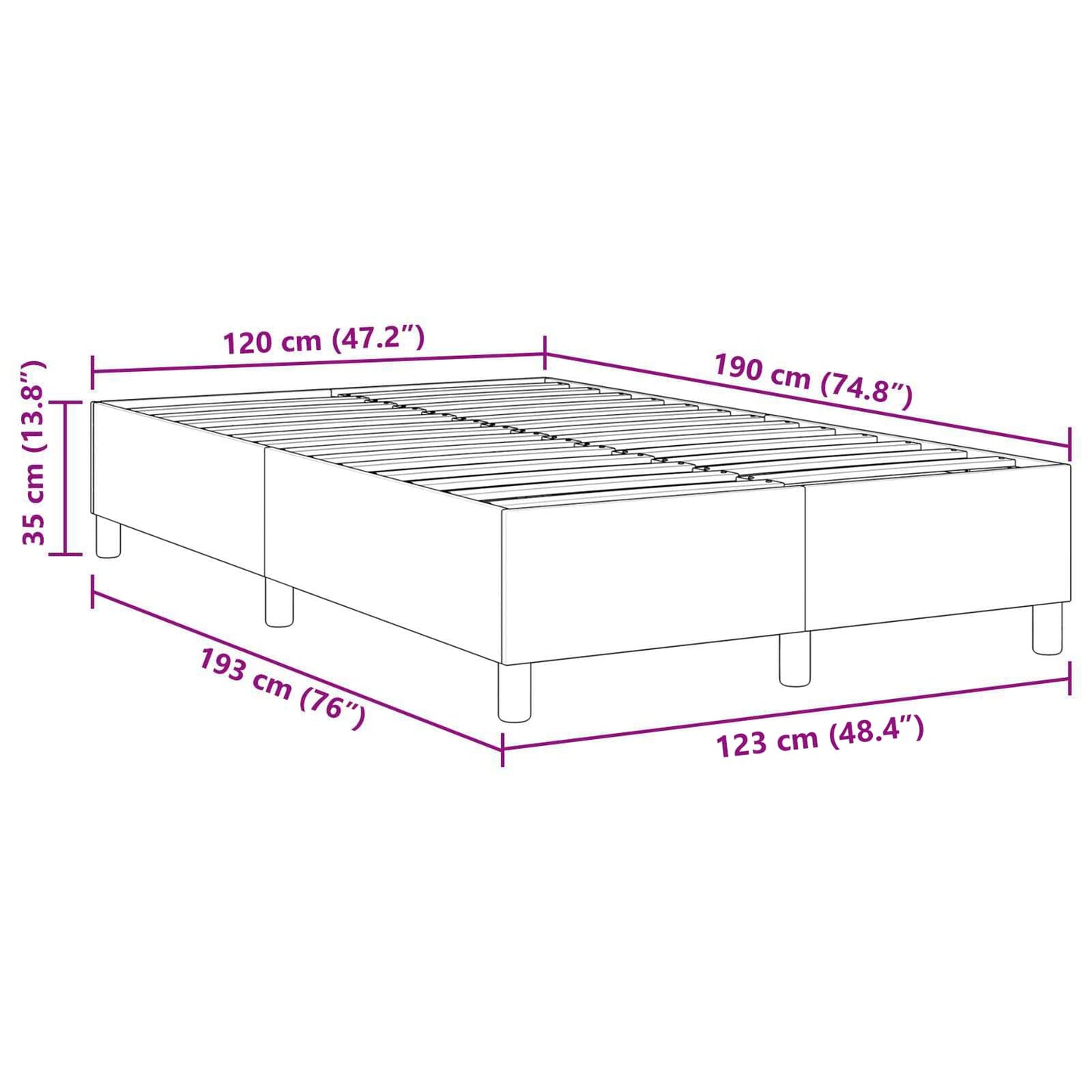 Plattformbettgestell Hellgrau 120 x 190 cm Cordstoff