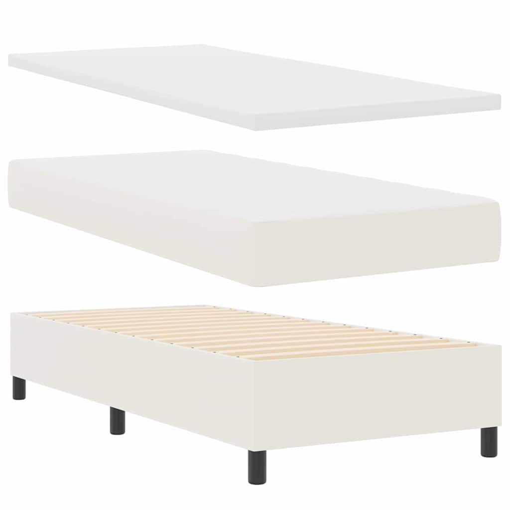 Boxspringbett Creme und Weiß 203 x 80 x 60 cm Cordstoff