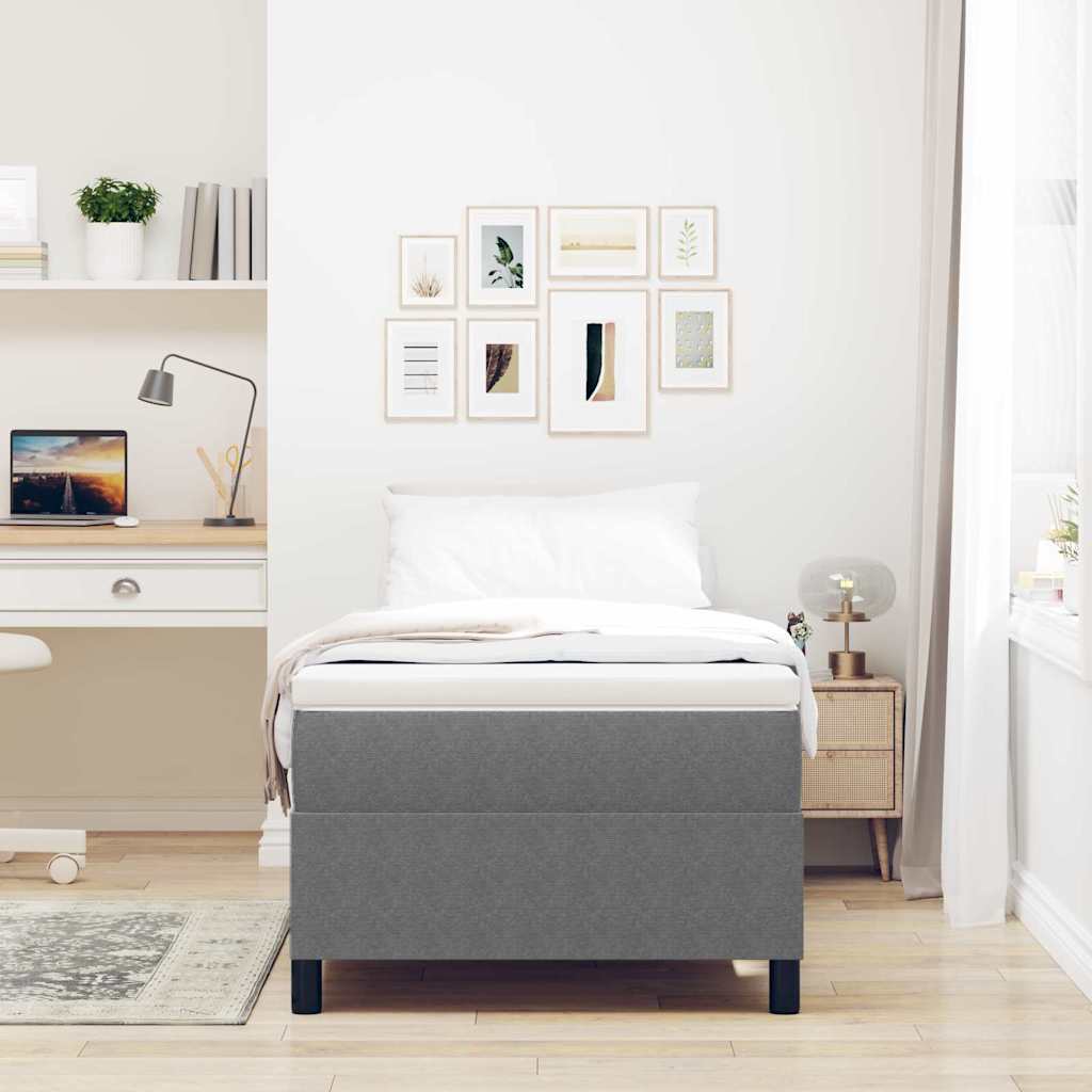 Boxspringbett Hellgrau und Weiß 193 x 90 x 60 cm Cordstoff