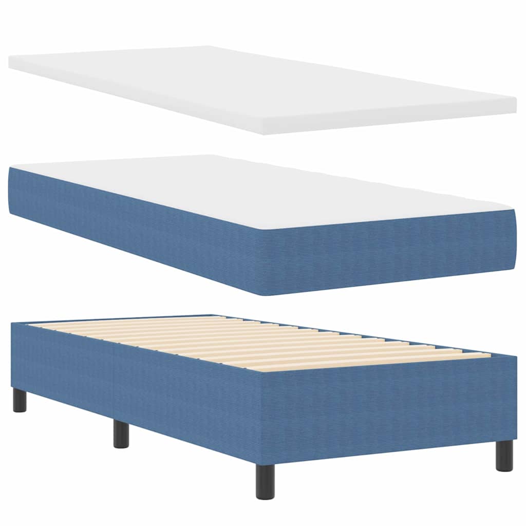 Boxspringbett Blau und Weiß 203 x 100 x 60 cm Cordstoff