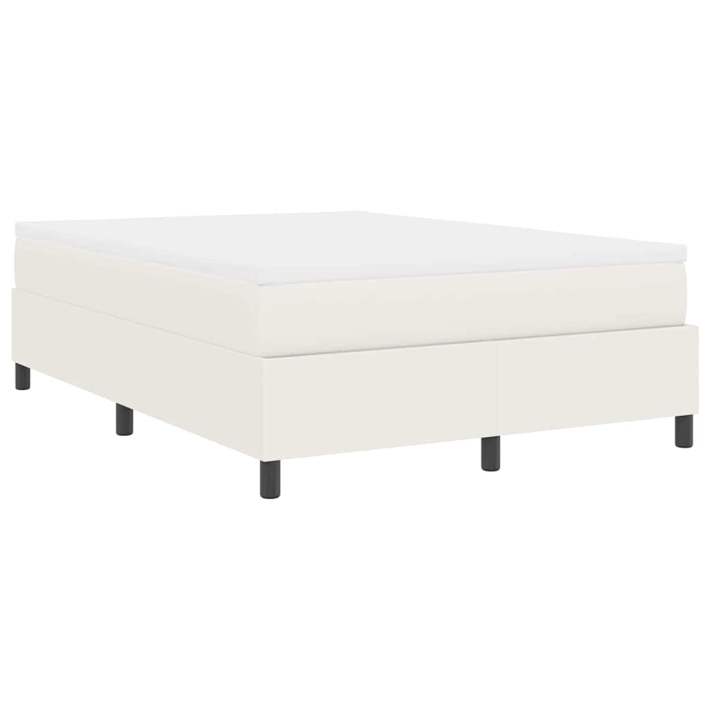Boxspringbett Creme und Weiß 203 x 140 x 60 cm Cordstoff