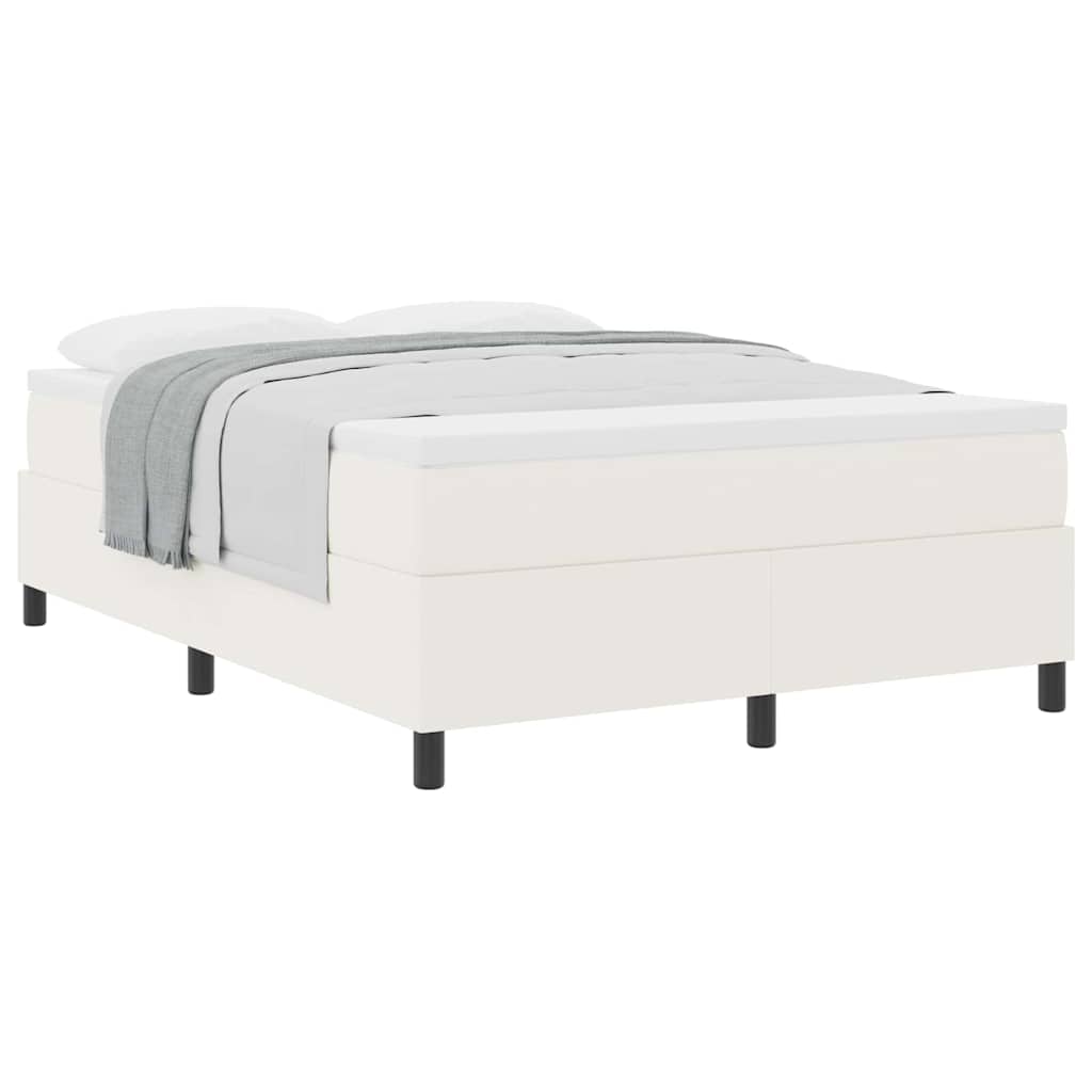 Boxspringbett Creme und Weiß 203 x 140 x 60 cm Cordstoff