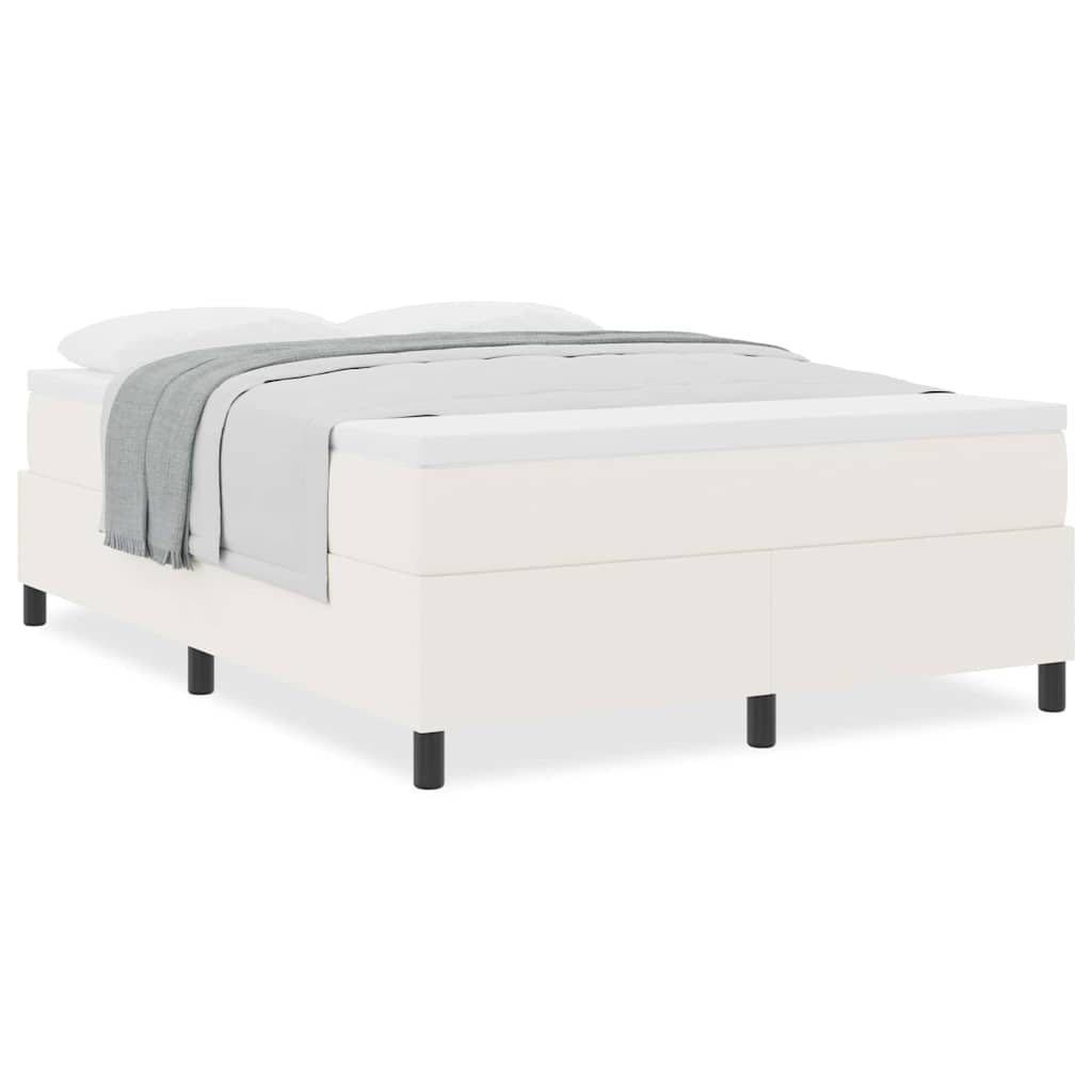 Boxspringbett Creme und Weiß 203 x 140 x 60 cm Cordstoff