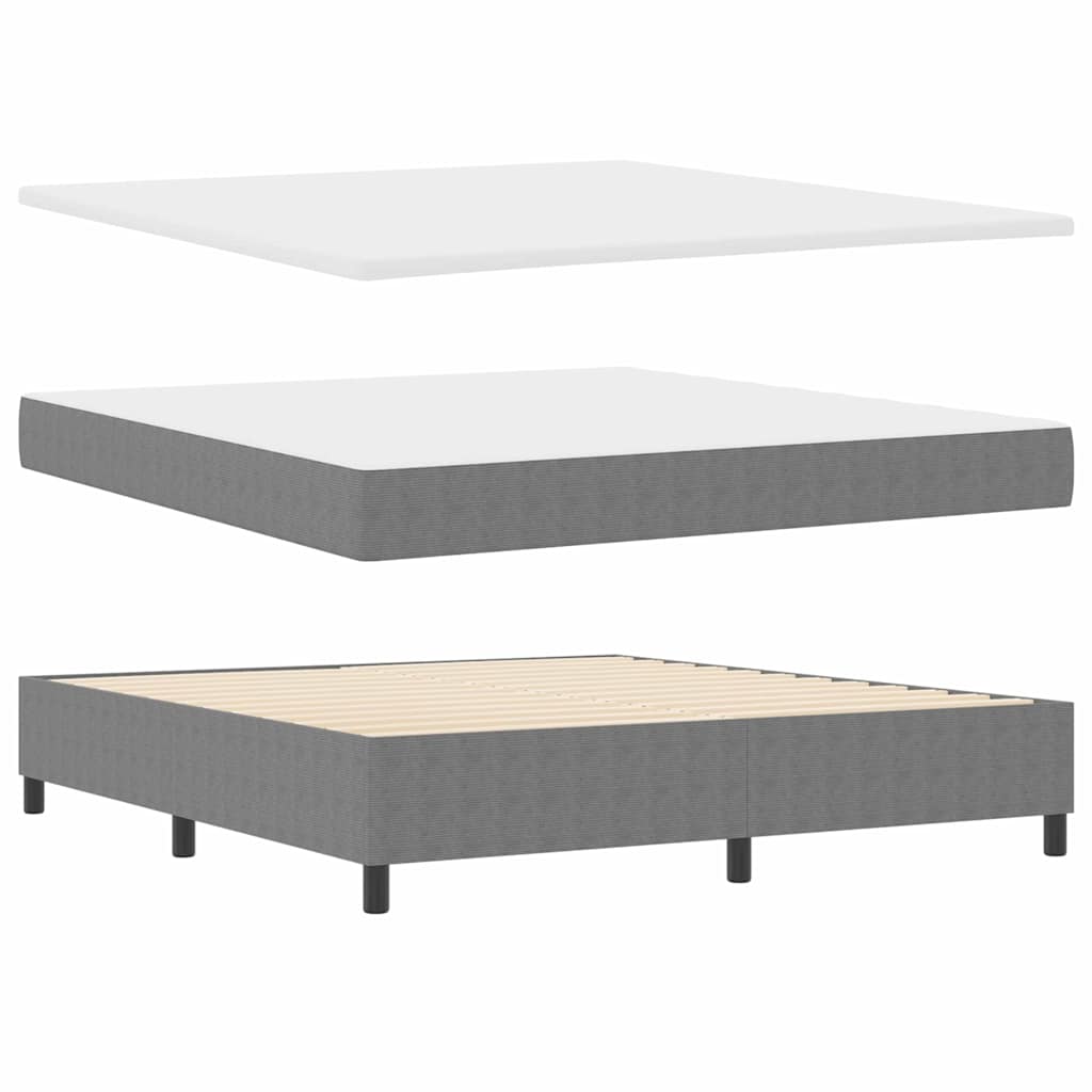 Boxspringbett Hellgrau und Weiß 203 x 180 x 60 cm Cordstoff