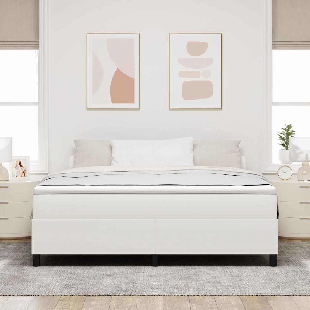 Boxspringbett Creme und Weiß 203 x 180 x 60 cm Cordstoff