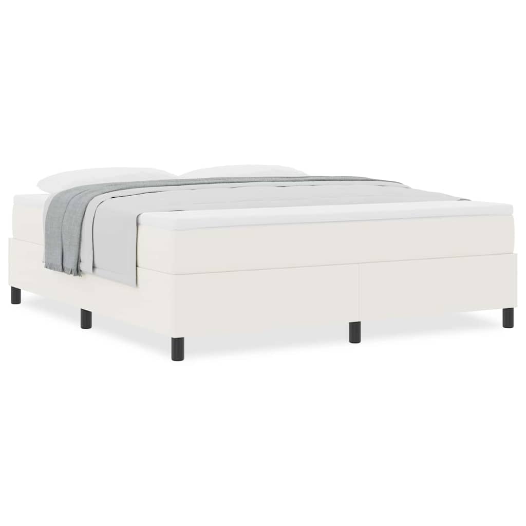 Boxspringbett Creme und Weiß 203 x 180 x 60 cm Cordstoff