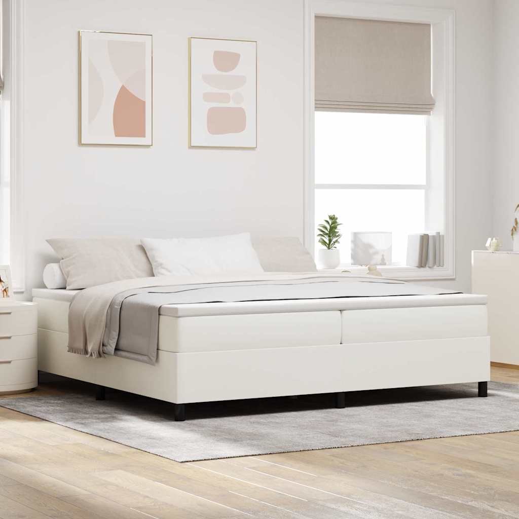 Boxspringbett Creme und Weiß 203 x 200 x 60 cm Cordstoff