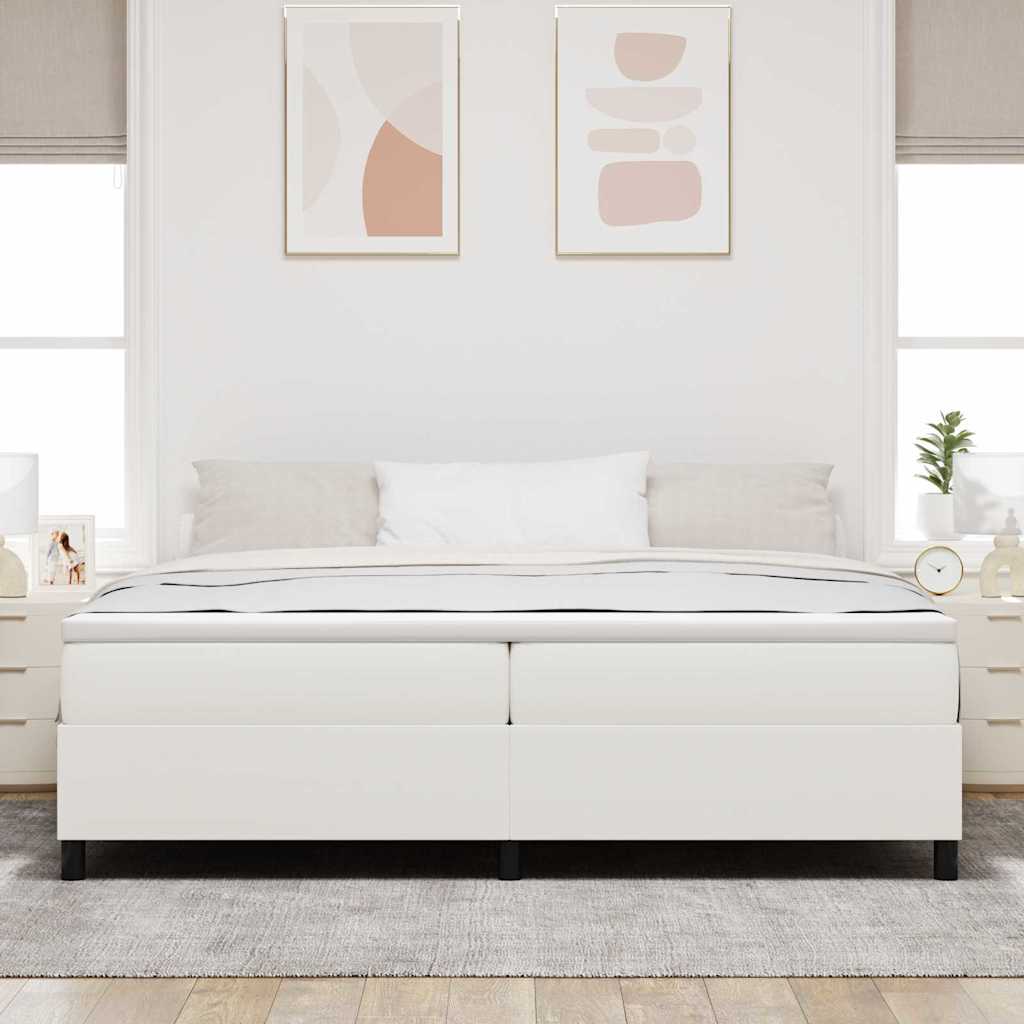 Boxspringbett Creme und Weiß 203 x 200 x 60 cm Cordstoff