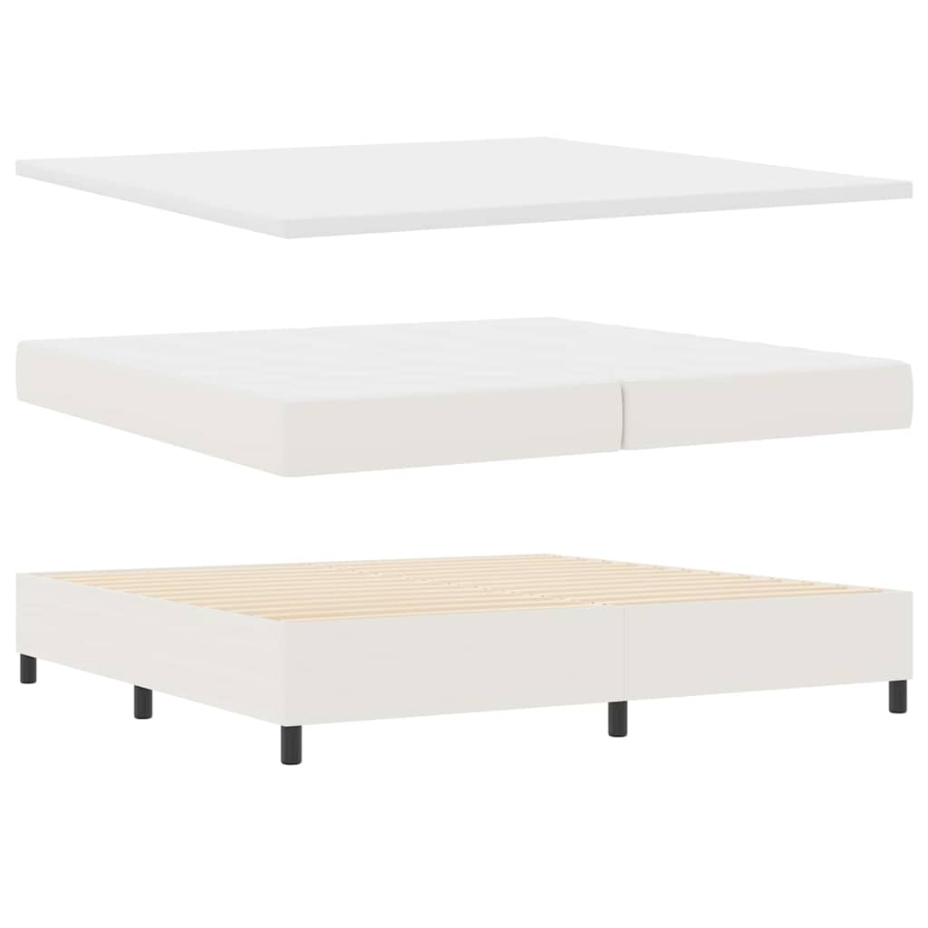 Boxspringbett Creme und Weiß 203 x 200 x 60 cm Cordstoff