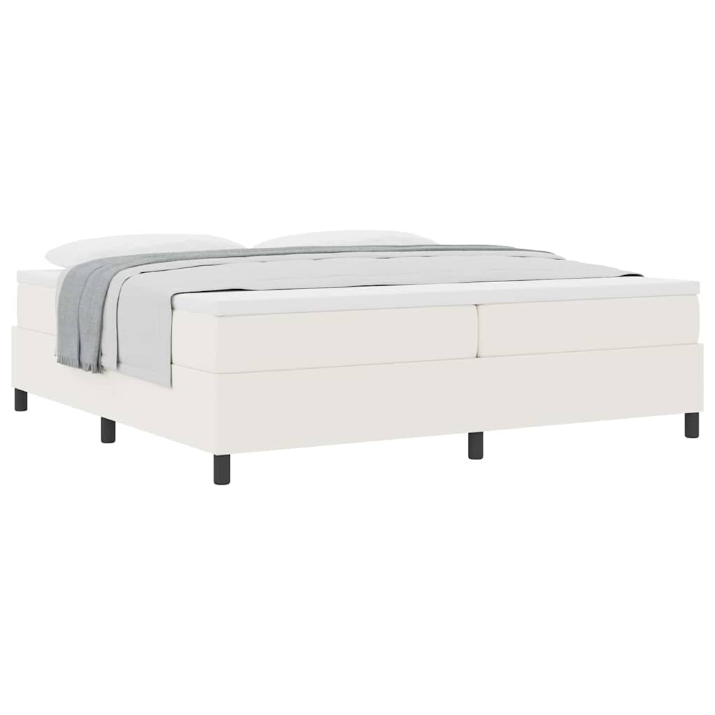 Boxspringbett Creme und Weiß 203 x 200 x 60 cm Cordstoff