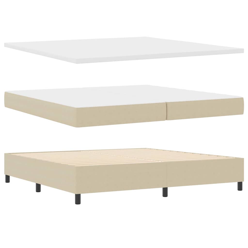 Boxspringbett Hellgrau und Weiß 203 x 200 x 60 cm Cordstoff