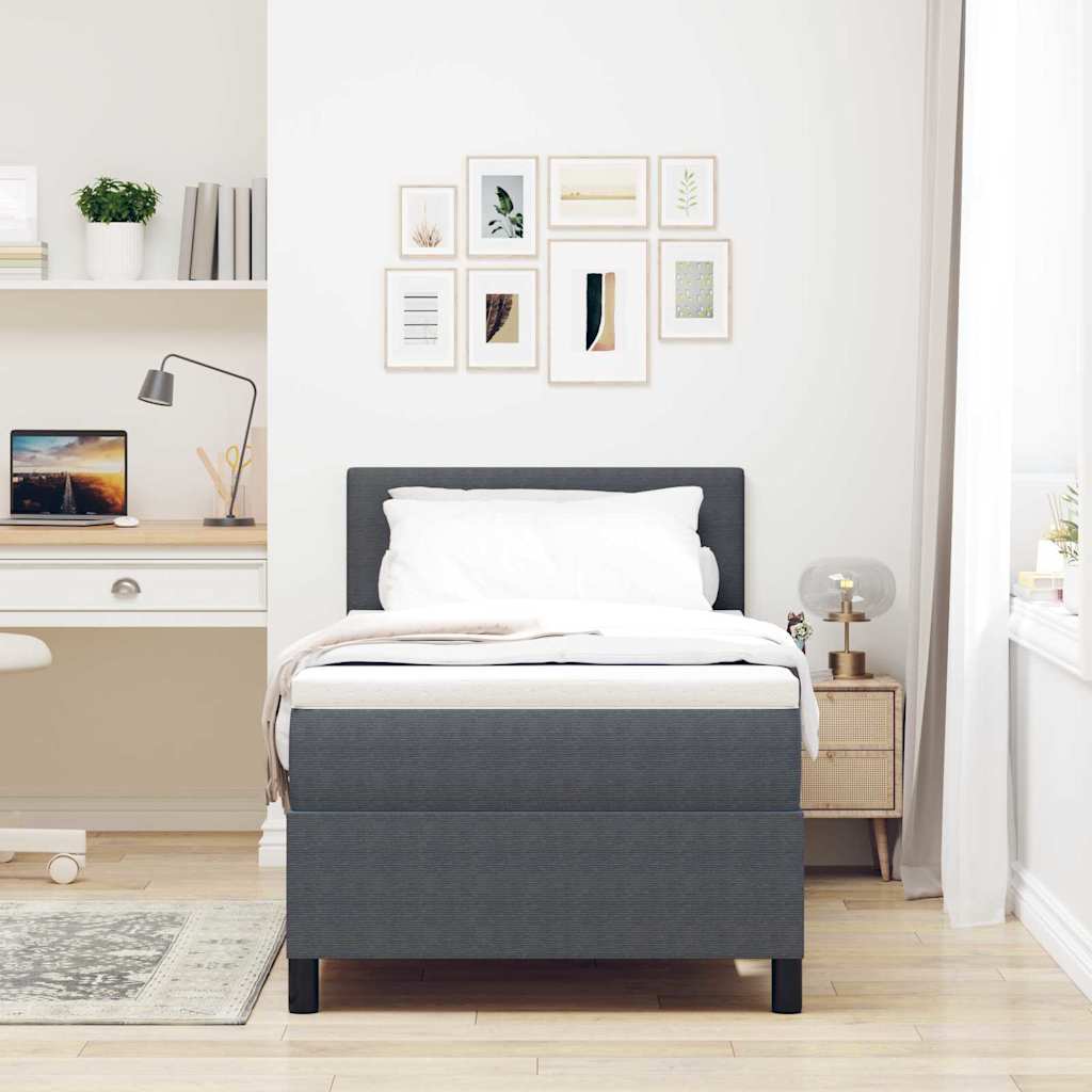 Boxspringbett Dunkelgrau und Weiß 193 x 90 x 88 cm Cordstoff