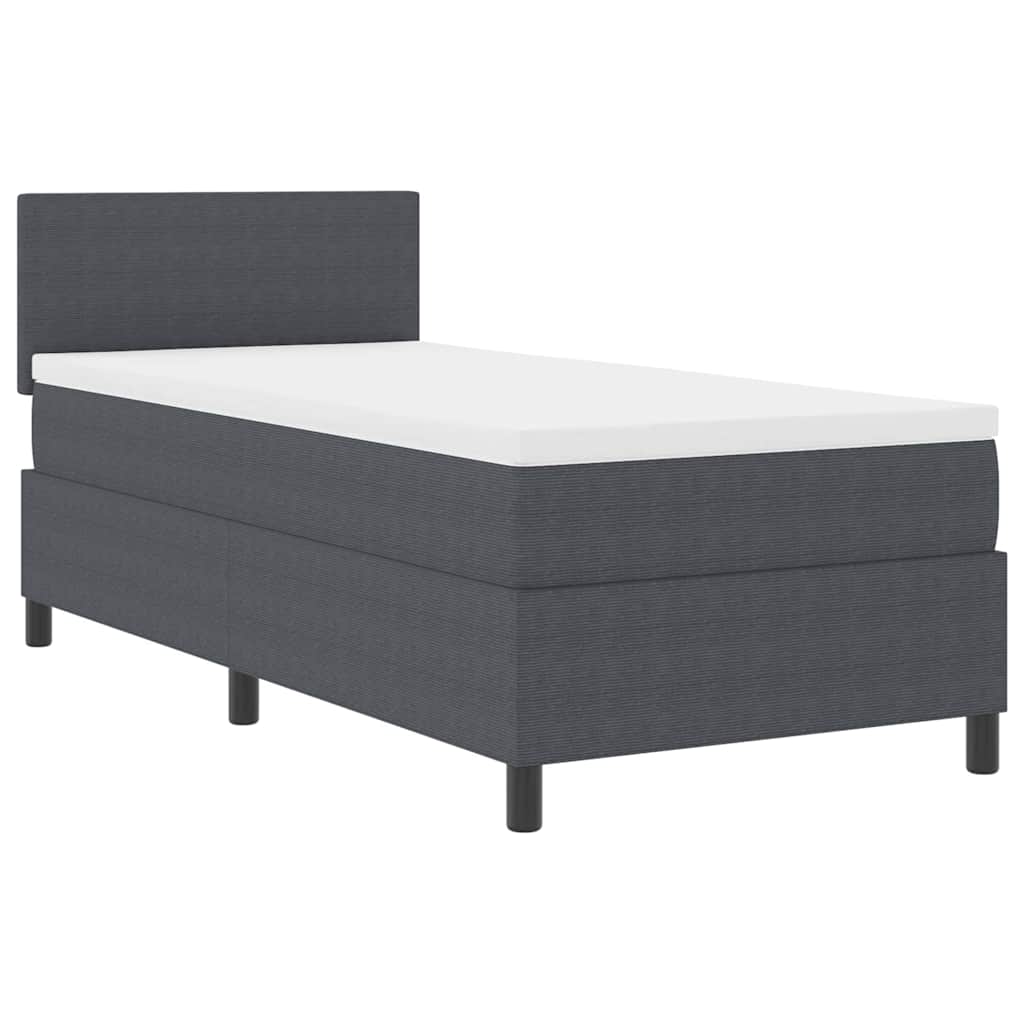 Boxspringbett Dunkelgrau und Weiß 193 x 90 x 88 cm Cordstoff