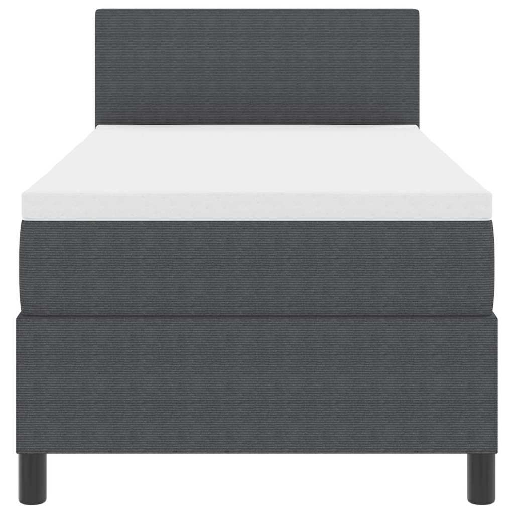 Boxspringbett Dunkelgrau und Weiß 193 x 90 x 88 cm Cordstoff