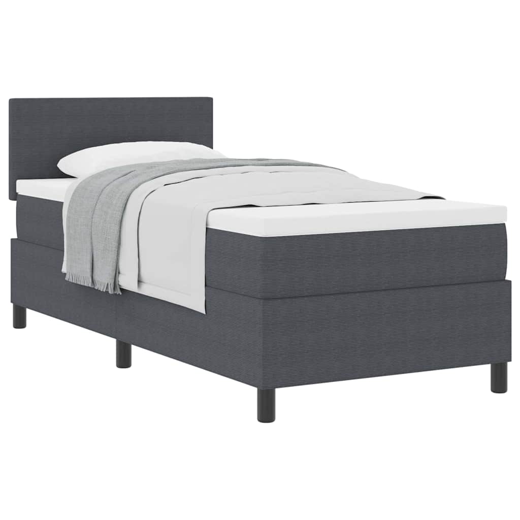 Boxspringbett Dunkelgrau und Weiß 193 x 90 x 88 cm Cordstoff