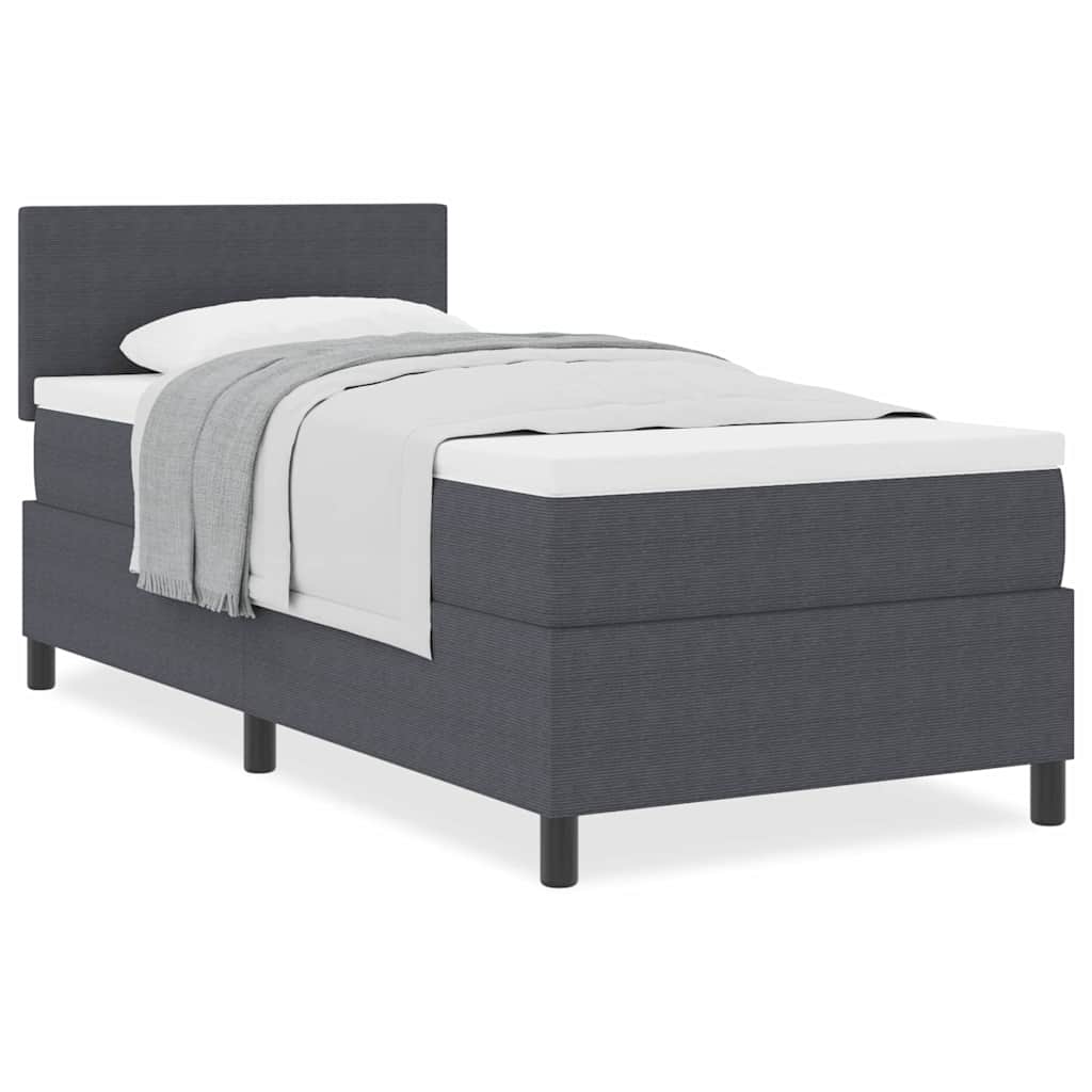 Boxspringbett Dunkelgrau und Weiß 193 x 90 x 88 cm Cordstoff