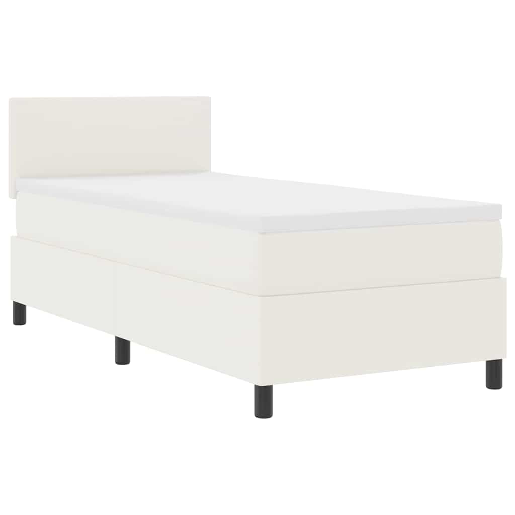 Boxspringbett Creme und Weiß 203 x 100 x 88 cm Cordstoff