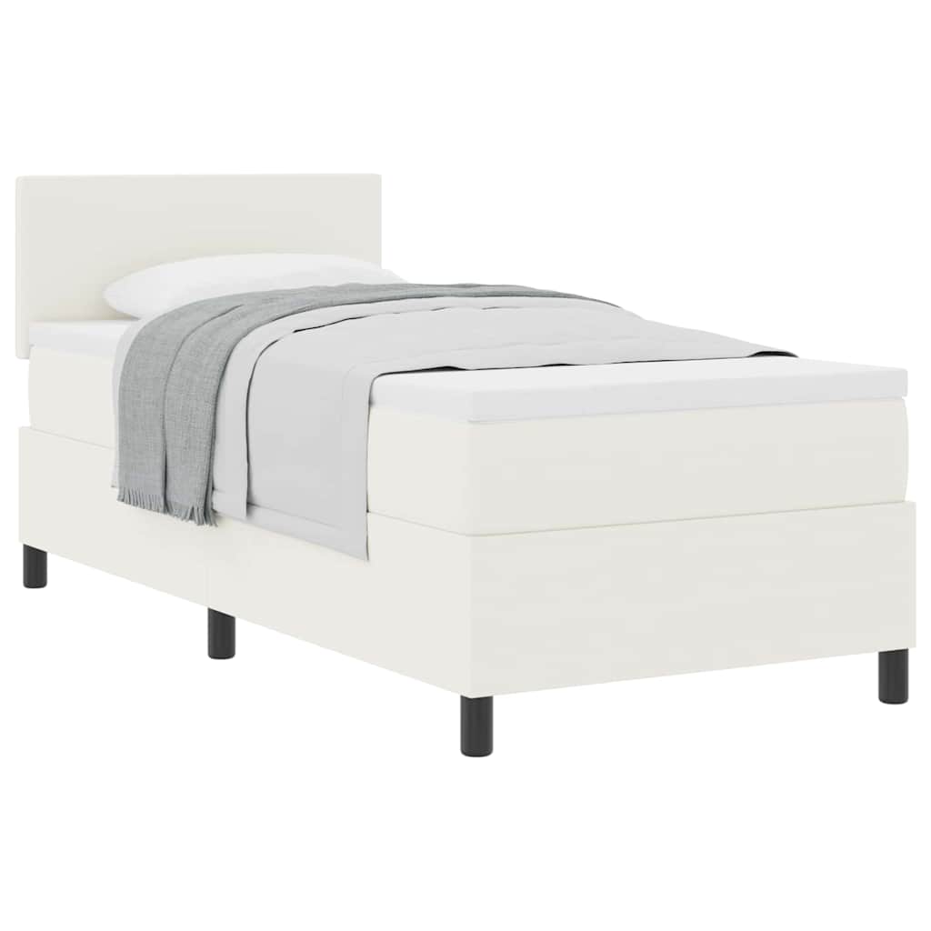 Boxspringbett Creme und Weiß 203 x 100 x 88 cm Cordstoff