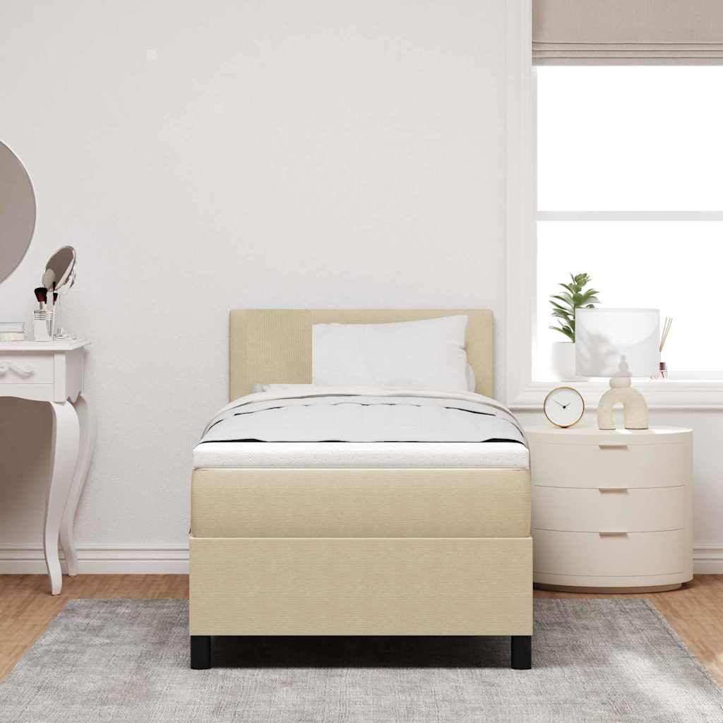 Boxspringbett Hellgrau und Weiß 203 x 100 x 88 cm Cordstoff