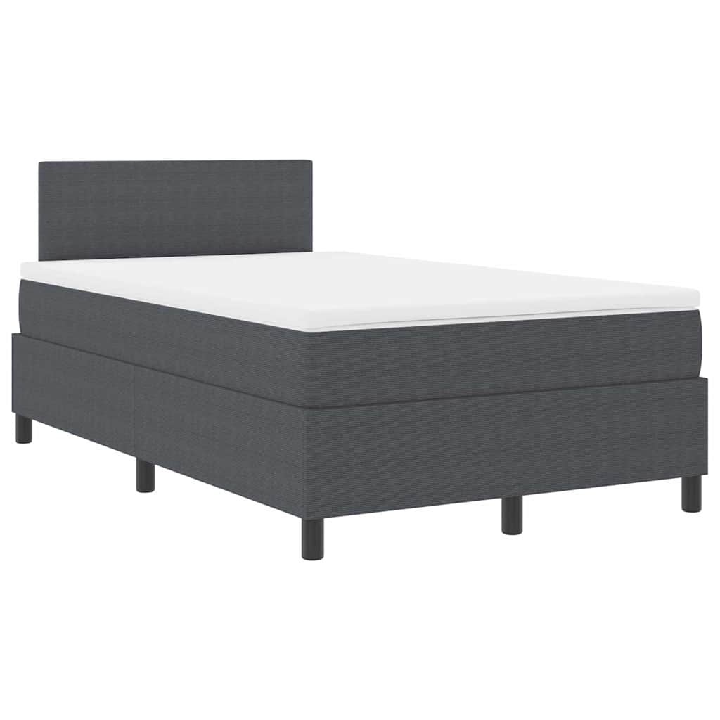 Boxspringbett Dunkelgrau und Weiß 193 x 120 x 88 cm Cordstoff