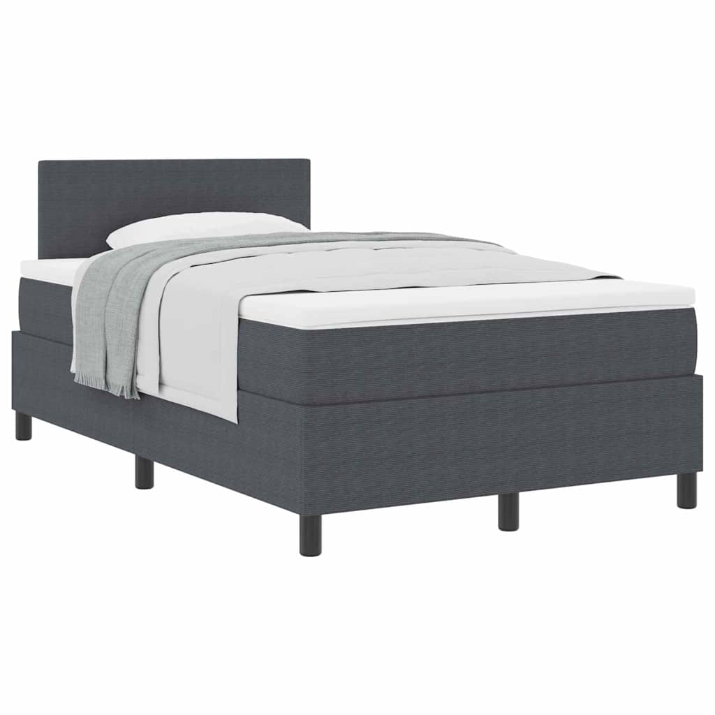 Boxspringbett Dunkelgrau und Weiß 193 x 120 x 88 cm Cordstoff