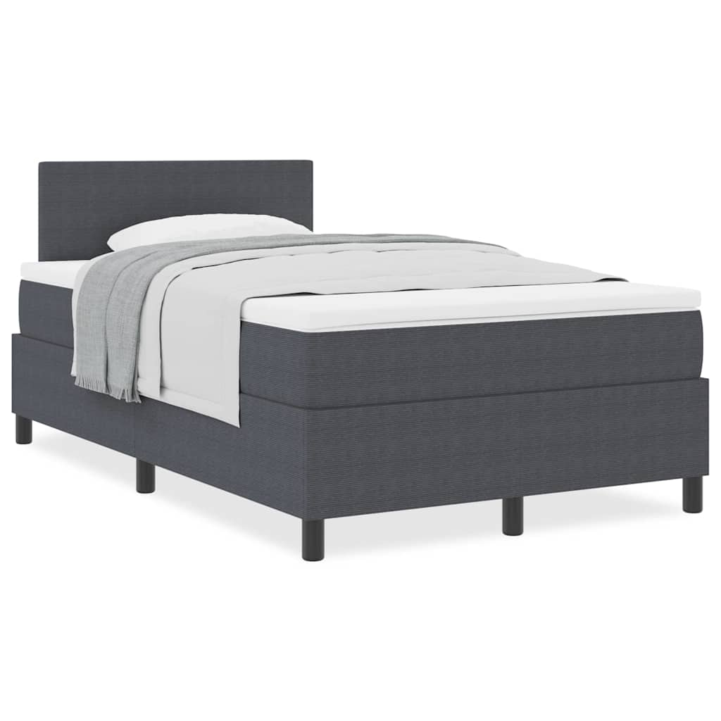 Boxspringbett Dunkelgrau und Weiß 193 x 120 x 88 cm Cordstoff