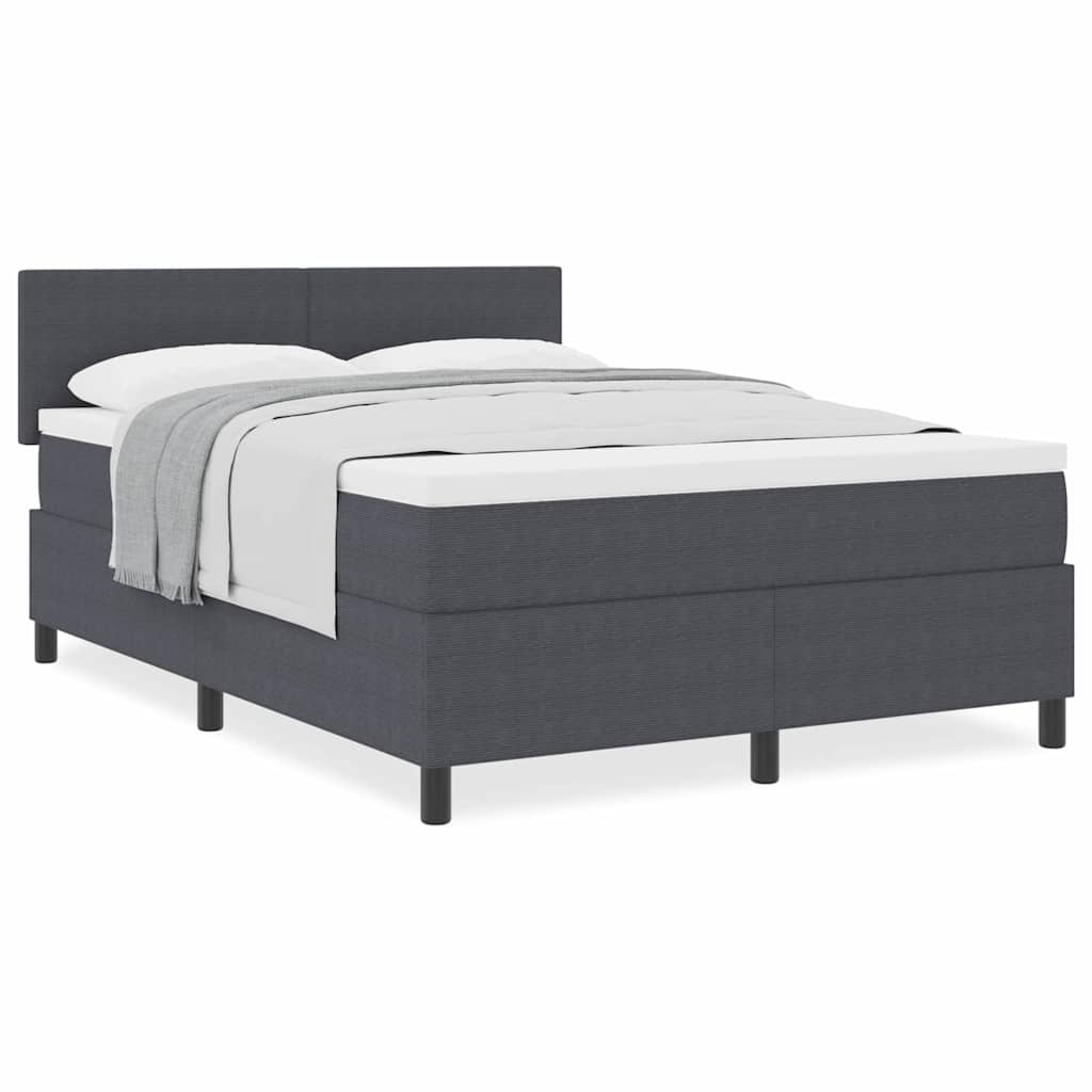 Boxspringbett Dunkelgrau und Weiß 203 x 160 x 88 cm Cordstoff
